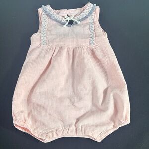 Charming Pink Sleeveless Baby Bubble with Gray Trim